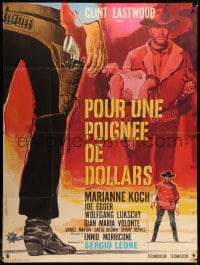 1c596 FISTFUL OF DOLLARS French 1p R1970s Sergio Leone classic, Tealdi art of Clint Eastwood!