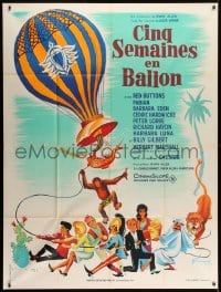 1c597 FIVE WEEKS IN A BALLOON French 1p 1963 Jules Verne, different art by Boris Grinsson!
