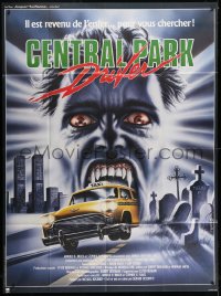 1c629 GRAVEYARD SHIFT French 1p 1987 Melki art of giant vampire eating taxi, Central Park Driver!