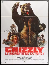 1c635 GRIZZLY French 1p 1976 different montage art with giant grizzly bear attacking!