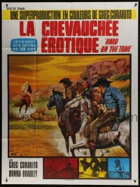 1c645 HARD ON THE TRAIL French 1p 1972 cool Mascii art of cowboy Lash La Rue chasing naked girl!