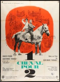 1c665 HORSE FOR TWO French 1p 1962 Jean-Marc Thibault's Un cheval pour deux, Jouineau Bourduge art!