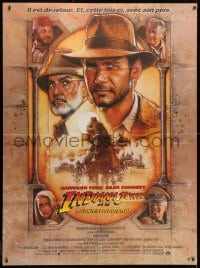 1c681 INDIANA JONES & THE LAST CRUSADE French 1p 1989 art of Ford & Connery by Drew Struzan!