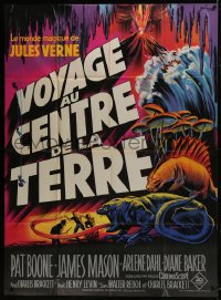 1c703 JOURNEY TO THE CENTER OF THE EARTH French 1p R1960s Jules Verne, different Grinsson art!