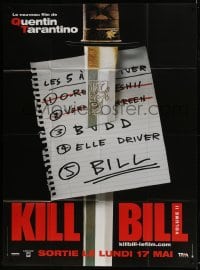 1c710 KILL BILL: VOL. 2 teaser French 1p 2004 Quentin Tarantino, different c/u of sword & the list!