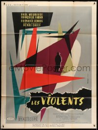 1c728 LES VIOLENTS French 1p 1957 cool geometric design artwork by Andre Bertrand!