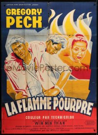 1c842 PURPLE PLAIN French 1p 1955 different art of Gregory Peck, written by Eric Ambler, rare!