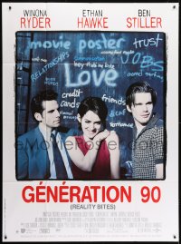 1c851 REALITY BITES French 1p 1995 great image of Winona Ryder between Ben Stiller & Ethan Hawke!