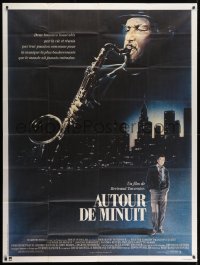 1c875 ROUND MIDNIGHT French 1p 1986 Steven Chorney art of Dexter Gordon playing saxophone over city!