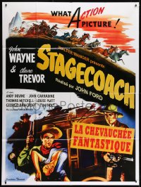 1c914 STAGECOACH French 1p R2010 art of John Wayne in the movie that made him a huge star!
