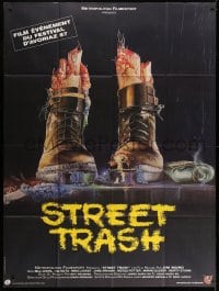 1c922 STREET TRASH French 1p 1987 completely different gruesome artwork of severed feet in boots!