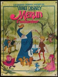 1c930 SWORD IN THE STONE French 1p R1970s Disney cartoon, young King Arthur & Merlin the Wizard!