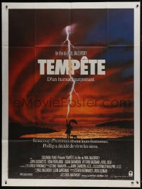 1c938 TEMPEST French 1p 1982 Paul Mazursky, art of man on beach being struck by lightning!