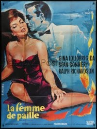 1c991 WOMAN OF STRAW French 1p 1964 art of Sean Connery & super sexy Gina Lollbrigida by Allard!