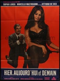 1c995 YESTERDAY, TODAY & TOMORROW French 1p 1964 sexy Sophia Loren, Marcello Mastroianni, De Sica
