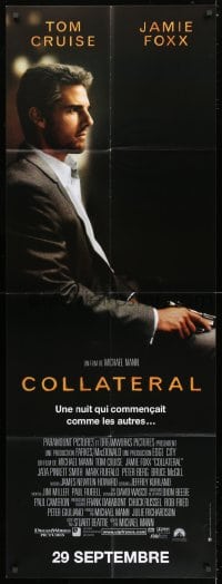 1c029 COLLATERAL French door panel 2004 c/u of Tom Cruise holding gun, directed by Michael Mann!