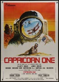 1c211 CAPRICORN ONE Italian 1p 1978 cool different art, what if the moon landing never happened!