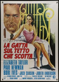 1c214 CAT ON A HOT TIN ROOF Italian 1p R1974 art of Liz Taylor & Paul Newman by Averardo Ciriello!