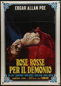 1c230 DEMONS OF THE MIND Italian 1p 1973 Hammer, Piovano art of dead woman covered in red w/ rose!