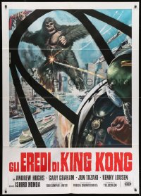 1c233 DESTROY ALL MONSTERS Italian 1p R1977 different art of King Kong seen from airplane cockpit!