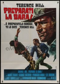 1c236 DJANGO PREPARE A COFFIN Italian 1p R1973 Casaro art of Terence Hill as Django fighting bad guy!