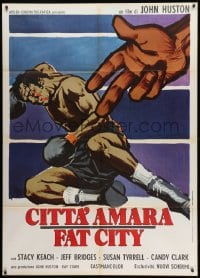 1c250 FAT CITY Italian 1p 1973 John Huston, wonderful completely different boxing art by Symeoni!