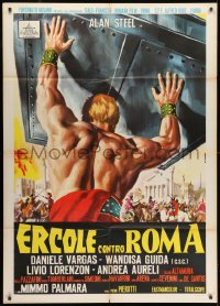1c272 HERCULES AGAINST ROME Italian 1p 1964 Casaro art of strongman Sergio Ciani vs entire army!