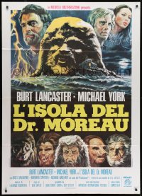 1c287 ISLAND OF DR. MOREAU Italian 1p 1977 mad scientist Burt Lancaster, different Sciotti art!