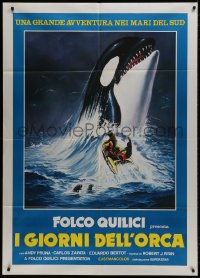 1c294 KILLERS OF THE WILD Italian 1p 1978 different art of men in raft & killer whale, rare!