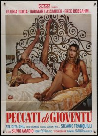 1c339 PECCATI DI GIOVENTU Italian 1p 1975 close up of sexy Gloria Guida in bed without any clothes!