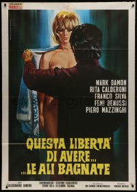 1c350 QUESTA LIBERTA DI AVERE LE ALI BAGNATE Italian 1p 1971 Piovano art of naked woman disrobing!