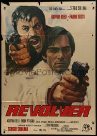 1c359 REVOLVER Italian 1p 1973 Enzo Nistri art of Oliver Reed & Fabio Testi pointing guns!