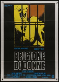 1c362 RIOT IN A WOMEN'S PRISON Italian 1p 1974 art of sexy naked Martine Blanchard behind bars!