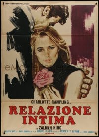 1c390 SKI BUM Italian 1p 1975 different art of man comforting Charlotte Rampling holding rose!