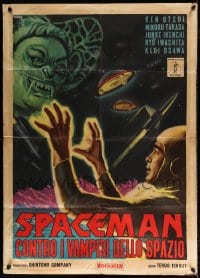 1c399 SUPER GIANT 3 Italian 1p 1961 wild different DeAmicis art of alien monster, UFOs & astronaut!