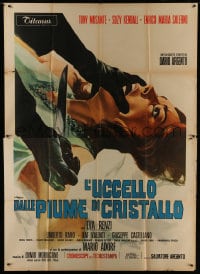 1c060 BIRD WITH THE CRYSTAL PLUMAGE Italian 2p 1970 Dario Argento, wild different art by P. Franco!