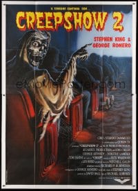 1c079 CREEPSHOW 2 Italian 2p 1987 Tom Savini, great Winters artwork of skeleton Creep in theater!