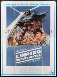 1c090 EMPIRE STRIKES BACK Italian 2p 1980 George Lucas sci-fi classic, cool artwork by Tom Jung!
