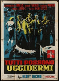 1c092 EVERYBODY WANTS TO KILL ME Italian 2p 1957 Symeoni art of top stars in alley by dead body!
