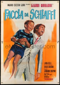 1c093 FACCIA DA SCHIAFFI Italian 2p 1970 Giuliano Nistri art of Gianni Morandi laughing with child!