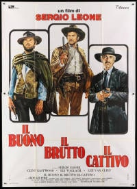 1c097 GOOD, THE BAD & THE UGLY Italian 2p R1970s Casaro art of Eastwood, Van Cleef & Wallach, Leone!
