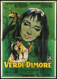 1c102 GREEN MANSIONS Italian 2p 1959 great art of Audrey Hepburn & Anthony Perkins, rare!