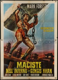 1c104 HERCULES AGAINST THE BARBARIAN Italian 2p R1960s cool different art of strongman Mark Forest!