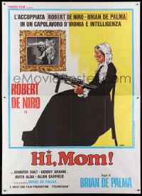 1c107 HI MOM! Italian 2p 1978 early Robert De Niro, Brian De Palma, Morini art of old lady w/ gun!