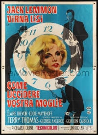 1c110 HOW TO MURDER YOUR WIFE Italian 2p 1965 Jack Lemmon, Virna Lisi, different clock artwork!