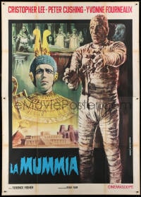 1c125 MUMMY Italian 2p R1960s Hammer horror, different Piovano art of monster Christopher Lee!