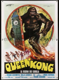 1c137 QUEEN KONG Italian 2p 1977 fantastic art of giant ape terrorizing Big Ben in London!