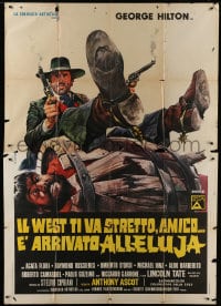 1c141 RETURN OF HALLELUJA Italian 2p 1972 great wacky spaghetti western art by Renato Casaro!