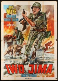 1c147 SANDS OF IWO JIMA Italian 2p R1960s great Franco art of World War II Marine John Wayne!