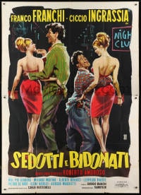 1c148 SEDOTTI E BIDONATI Italian 2p 1964 Deseta art of Franco & Ciccio with sexy pickpockets!